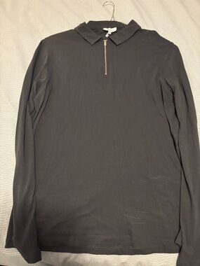 Men's Navy Long-Sleeve Zip Polo Shirt